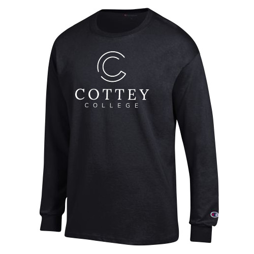  Champion Black Long Sleeve T Shirt - Academic Logo Vertical