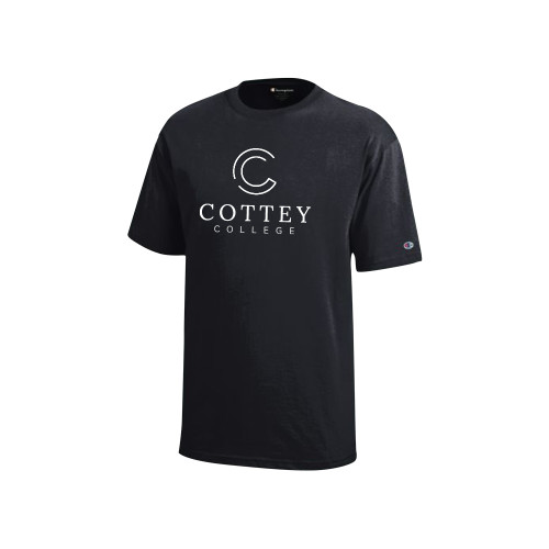  Champion Youth Black Short Sleeve Tee - Academic Logo Vertical