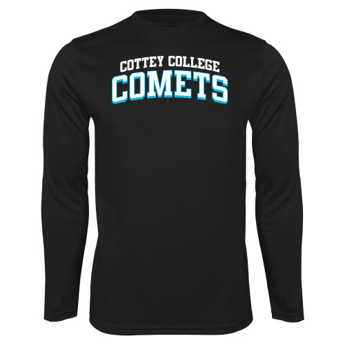  Black Performance Long Sleeve Shirt - Cottey College Comets Arched Collegiate