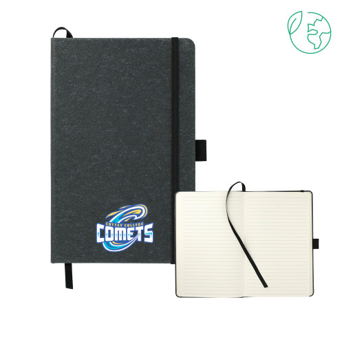  5.5 x 8.5 Black FSC Mix Recycled Leather Bound Journal - Athletic Logo Away Version
