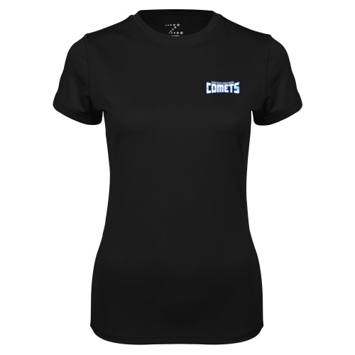  Womens Black Performance Tee - Wordmark