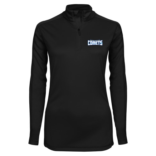  Syntrel Womens Black Interlock 1/4 Zip - Wordmark