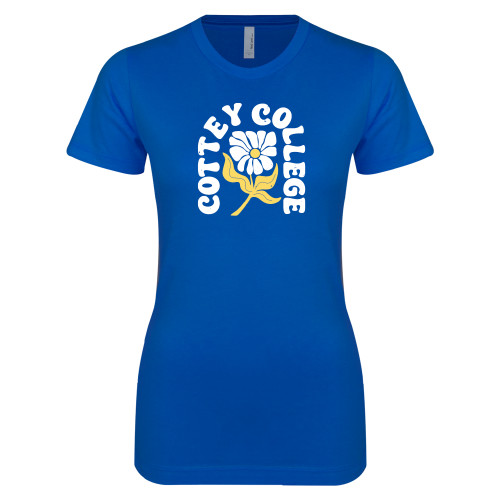  Next Level Womens Royal Boyfriend Tee - Cottey College Arched Over Daisy