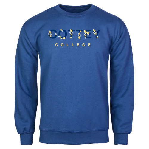  Royal Fleece Crew - Cottey College Flower Text