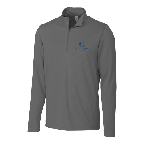  C&B Titan Grey Clique Ice Pique Half Zip - Academic Logo Vertical