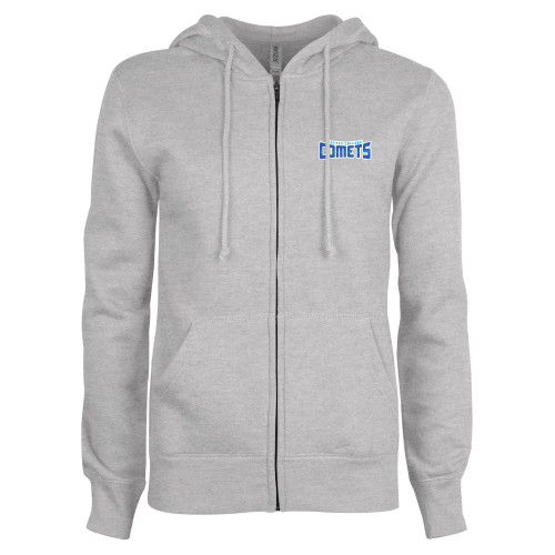  ENZA Womens Grey Fleece Full Zip Hoodie - Wordmark