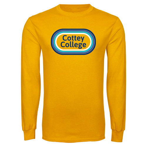  Gold Long Sleeve T Shirt - Cottey College 70s Design