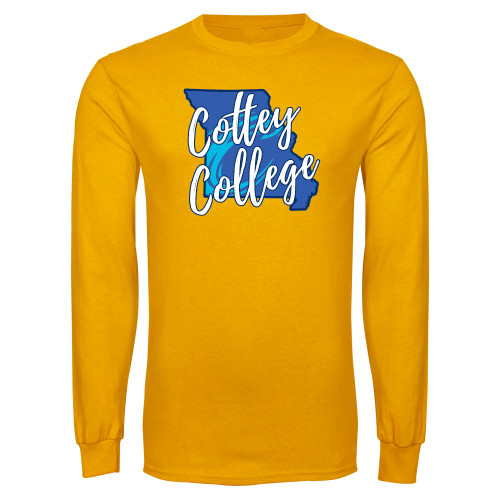  Gold Long Sleeve T Shirt - Cottey College Missouri Silhouette