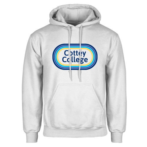  White Fleece Hoodie - Cottey College 70s Design