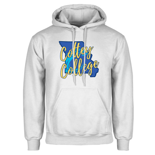  White Fleece Hoodie - Cottey College Missouri Silhouette