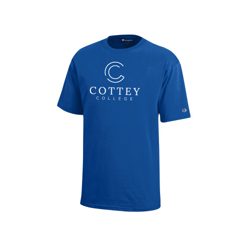  Champion Youth Royal Short Sleeve Tee - Academic Logo Vertical