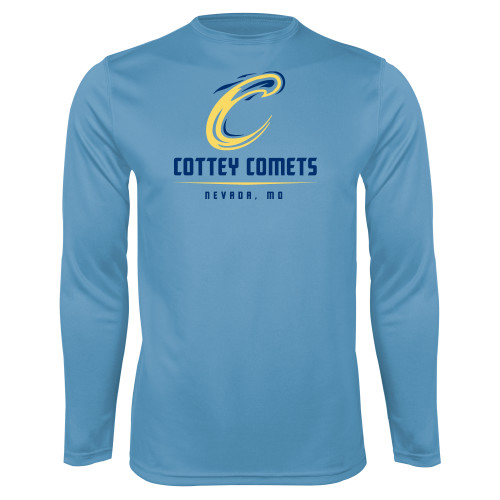  Light Blue Performance Long Sleeve Shirt - Cottey Comets Nevada MO