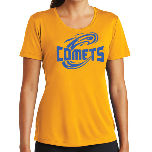  Womens Gold Performance Short Sleeve Tee - Athletic Logo Home Version One Color