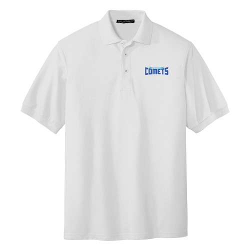  White Silk Touch Polo - Wordmark Two Color