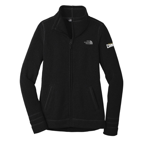  The North Face Womens Black Heather Fleece Jacket - Wordmark Two Color