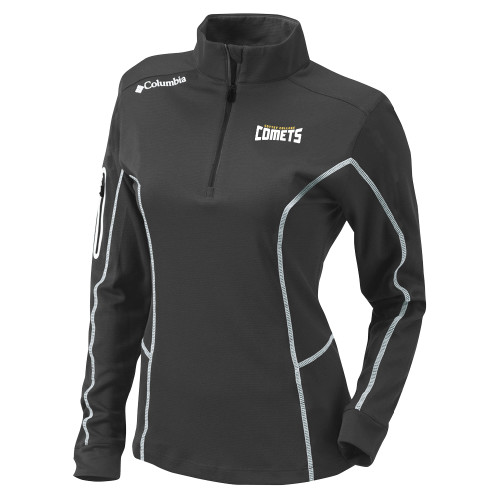  Columbia Womens Omni Wick Charcoal 1/4 Zip - Wordmark Two Color
