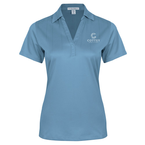  Womens Light Blue Performance Fine Jacquard Polo - Academic Logo Vertical
