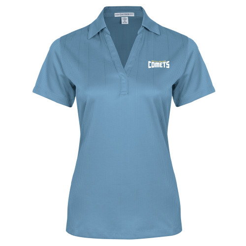  Womens Light Blue Performance Fine Jacquard Polo - Wordmark Two Color