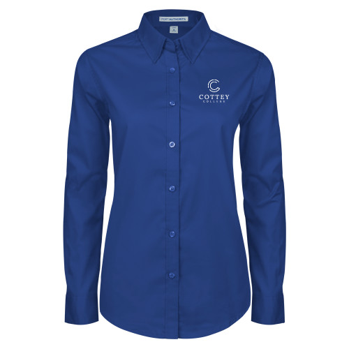  Womens Royal Twill Button Down Long Sleeve  - Academic Logo Vertical