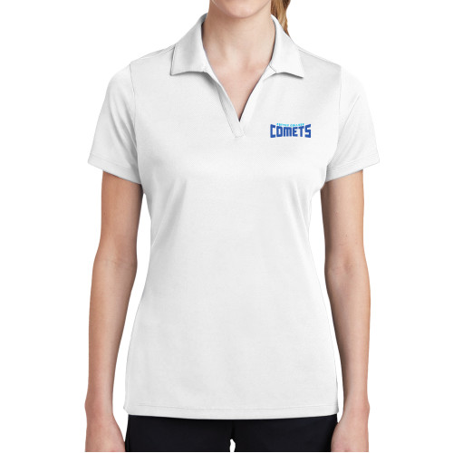  Womens White Dry Mesh Polo - Wordmark Two Color