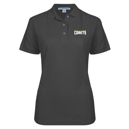  Womens Silk Touch Charcoal Pique Polo - Wordmark Two Color
