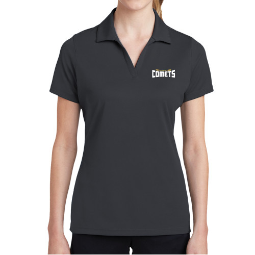  Womens Charcoal Dry Mesh Polo - Wordmark Two Color
