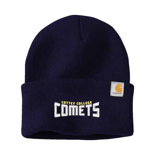  Carhartt Navy Knit Beanie w/Cuff - Wordmark Two Color