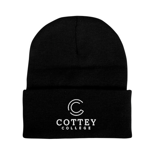  Black Knit Beanie w/Cuff - Academic Logo Vertical