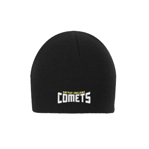  Black Knit Beanie - Wordmark Two Color