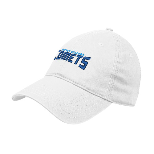  White Unstructured Adjustable Low Profile Hat - Wordmark Two Color