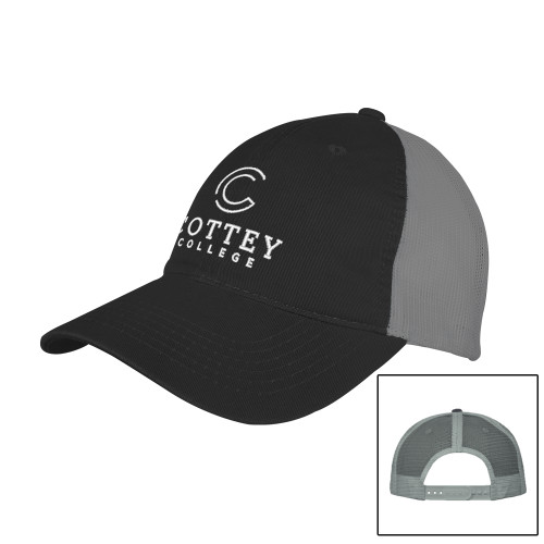 Black/Charcoal Mesh Back Unstructured Low Profile Hat - Academic Logo Vertical