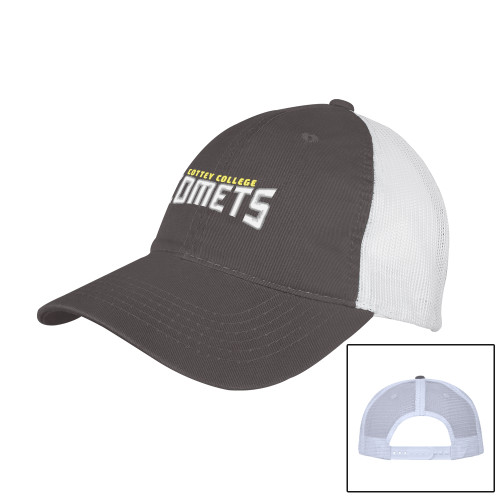  Charcoal/White Mesh Back Unstructured Low Profile Hat - Wordmark Two Color