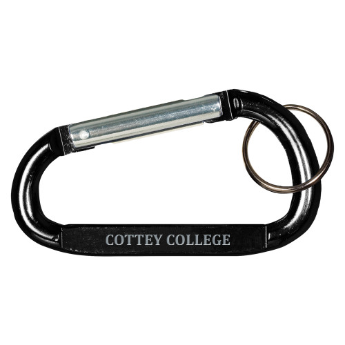  Black Carabiner with Split Ring - Flat Wordmark Engraved
