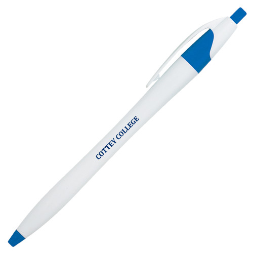  Dart White/Blue Pen w/Blue Ink - Flat Wordmark
