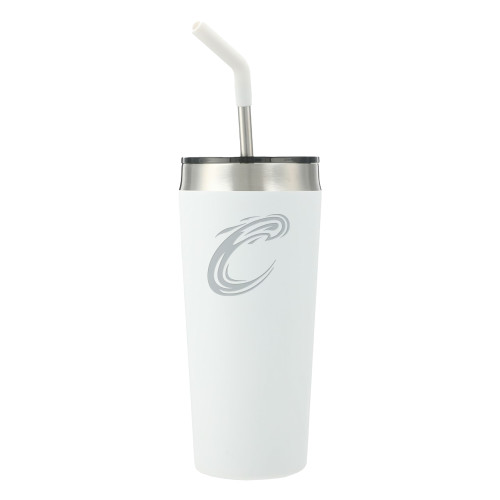  Faye White Vacuum Tumbler w/ Stainless Steel Straw 20 oz - Comet C Engraved