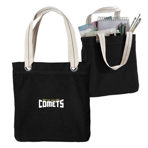  Allie Black Canvas Tote - Wordmark Two Color