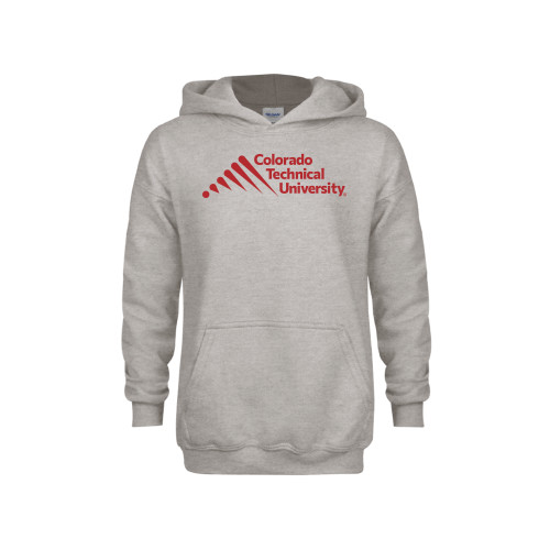  Youth Grey Fleece Hood - Official Logo - Stacked