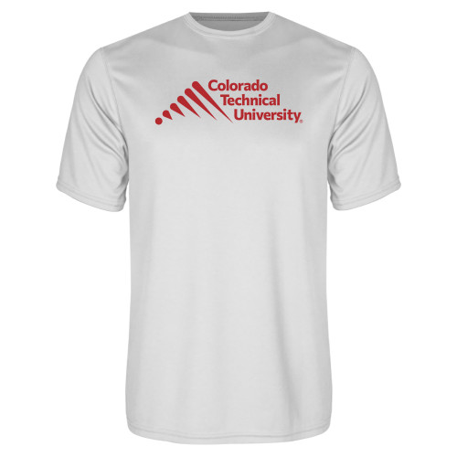  White Performance Tee - Official Logo - Stacked