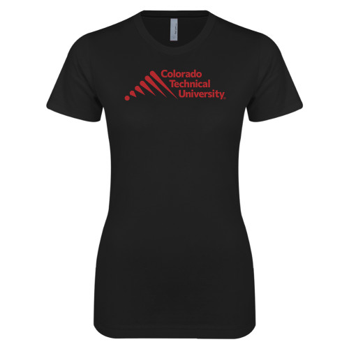  Next Level Womens Black Boyfriend Tee - Official Logo - Stacked