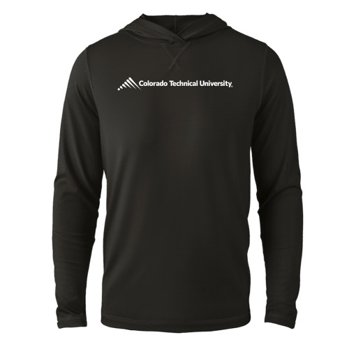  Black Long Sleeve Hooded Tee - Official Logo - Flat