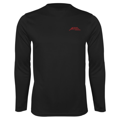  Black Performance Long Sleeve Shirt - Official Logo - Stacked