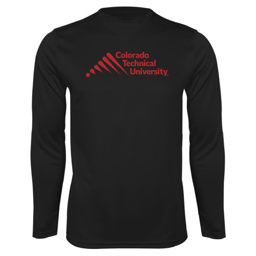  Black Performance Long Sleeve Shirt - Official Logo - Stacked