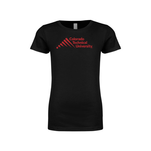  Next Level Girls Black Fashion Fit T Shirt - Official Logo - Stacked