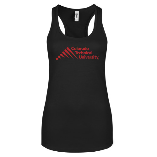  Next Level Womens Black Racerback Tank  - Official Logo - Stacked