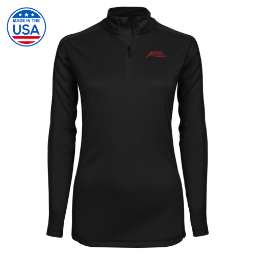  Syntrel Womens Black Interlock 1/4 Zip - Official Logo - Stacked