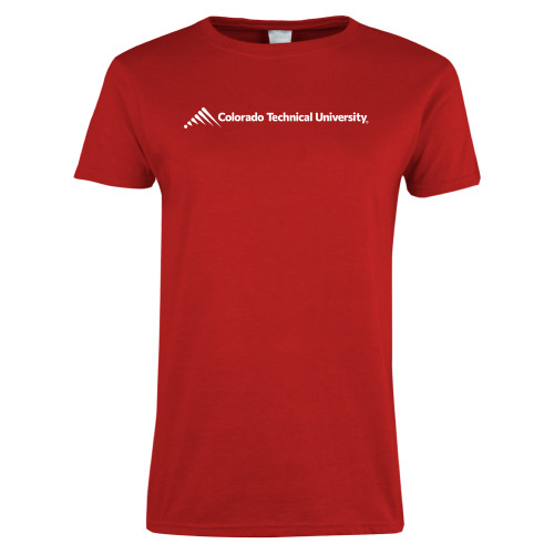  Womens Short Sleeve Red Tee - Official Logo - Flat