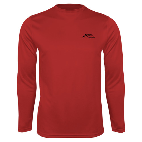  Red Performance Long Sleeve Shirt - Official Logo - Stacked