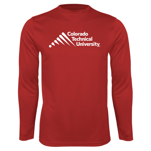  Red Performance Long Sleeve Shirt - Official Logo - Stacked