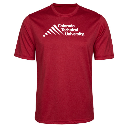  Red Heather Performance Contender Tee - Official Logo - Stacked