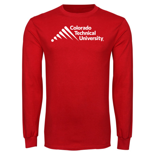  Red Long Sleeve T Shirt - Official Logo - Stacked